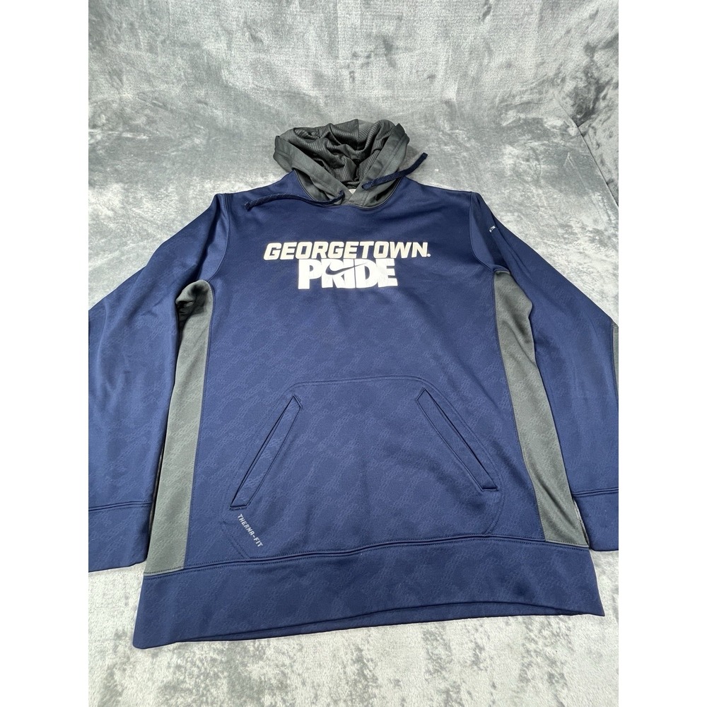 Georgetown Hoyas Hoodie Mens Large Blue NCAA Pride Nike All Over Print Fleece
